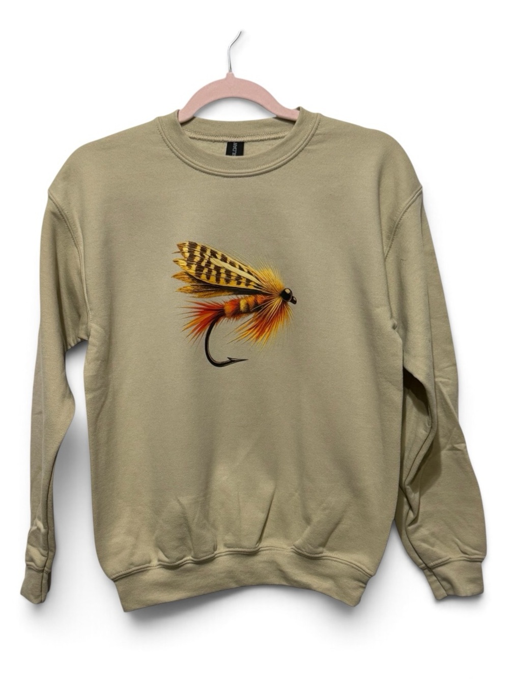Youth Beige Fly-Graphic Crewneck Sweatshirt - handmade size Large